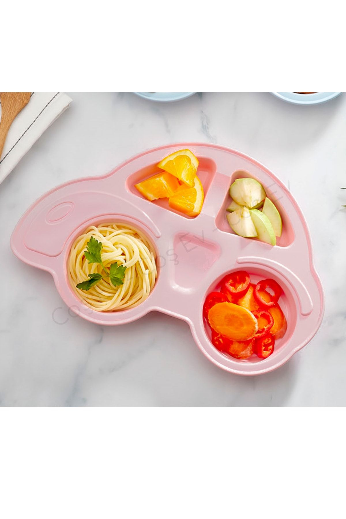 Favorite Kitchen Mama Tabağı Araba Modelli Mama Tabağı Çocuk Tabağı Pembe