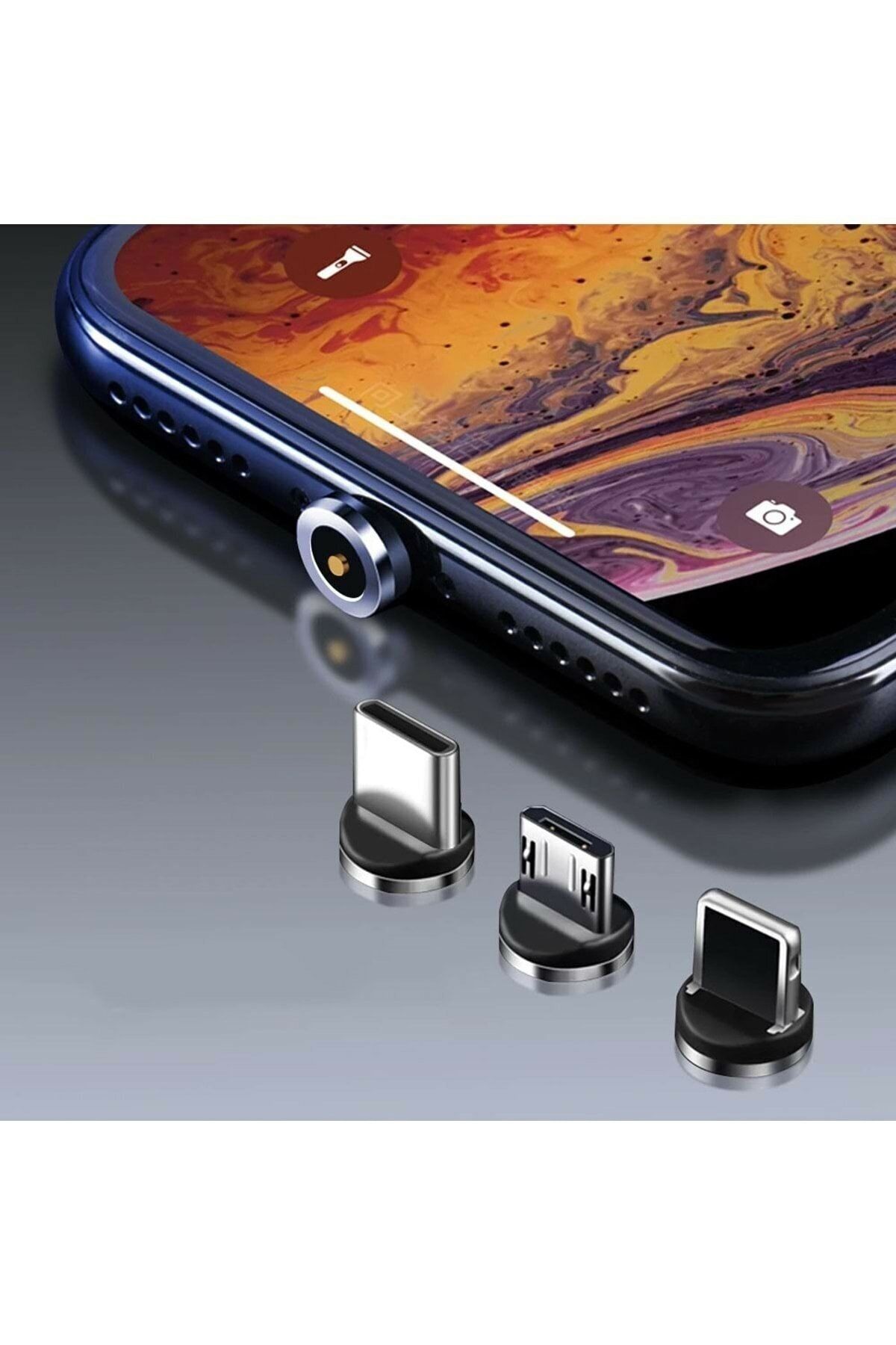 MEHMET OYGUR Samsung Cep Telefonu 3in1 Mıknatıslı Hızlı Şarj Kablosu Şarz Aleti Kablosu Mıknatıslışarzkablo