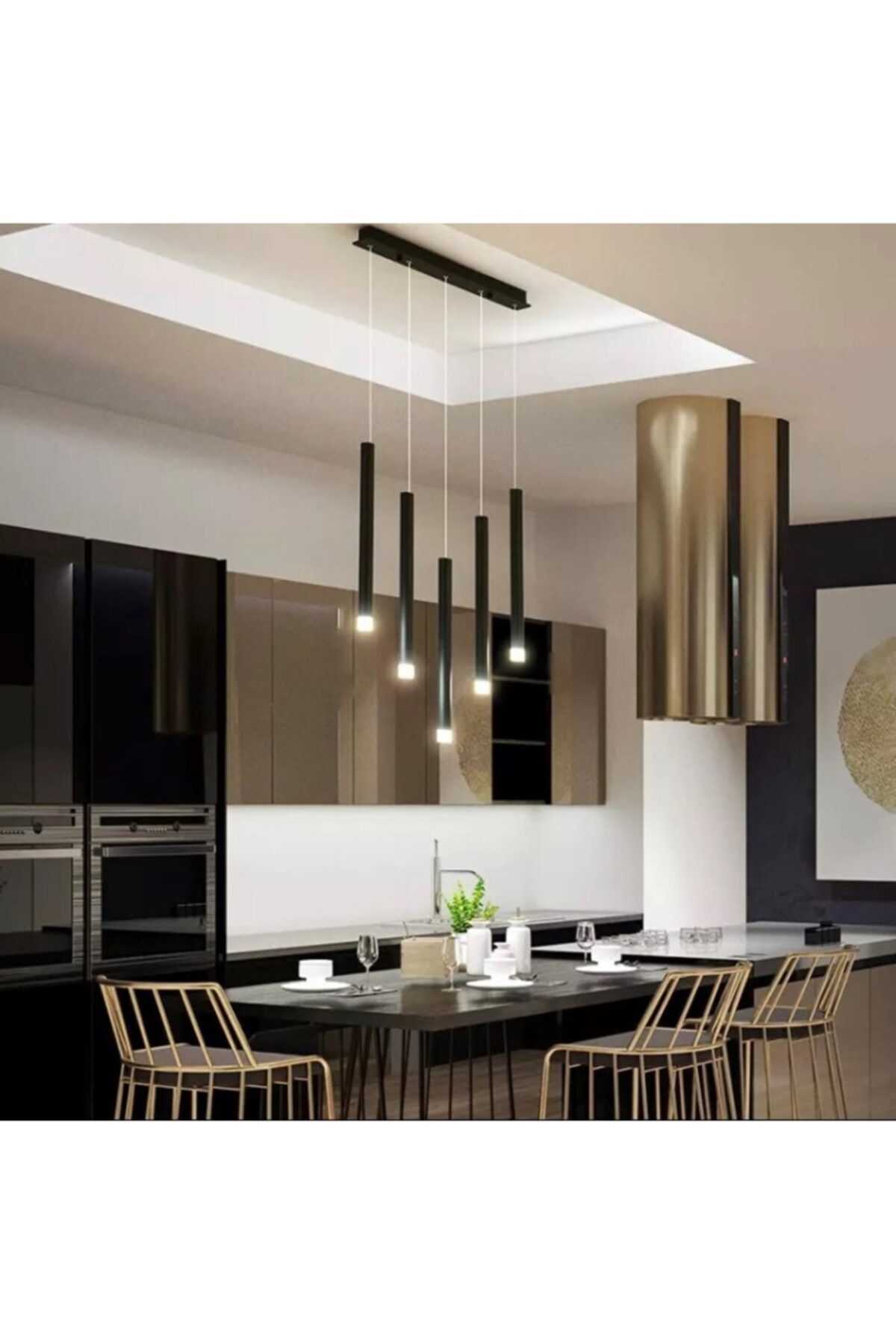 Vonalight Modern Led Dekoratif Sarkıt Avize 5li Siyah 3000k