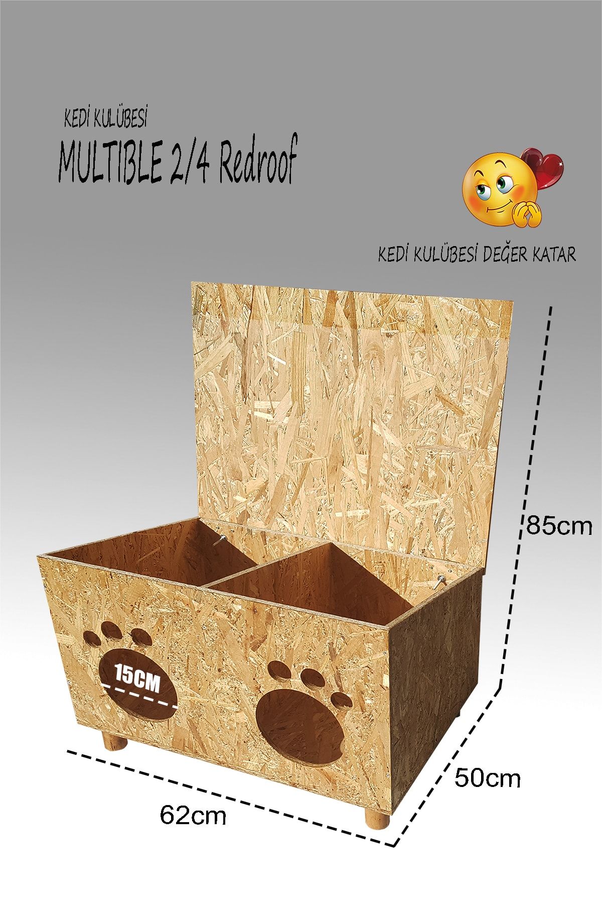 Kedi Kulübesi Kedi Evi - Profesyonel Multible Redroof 2/4  (Su Geçirmez Shingle Çatı Kaplama)