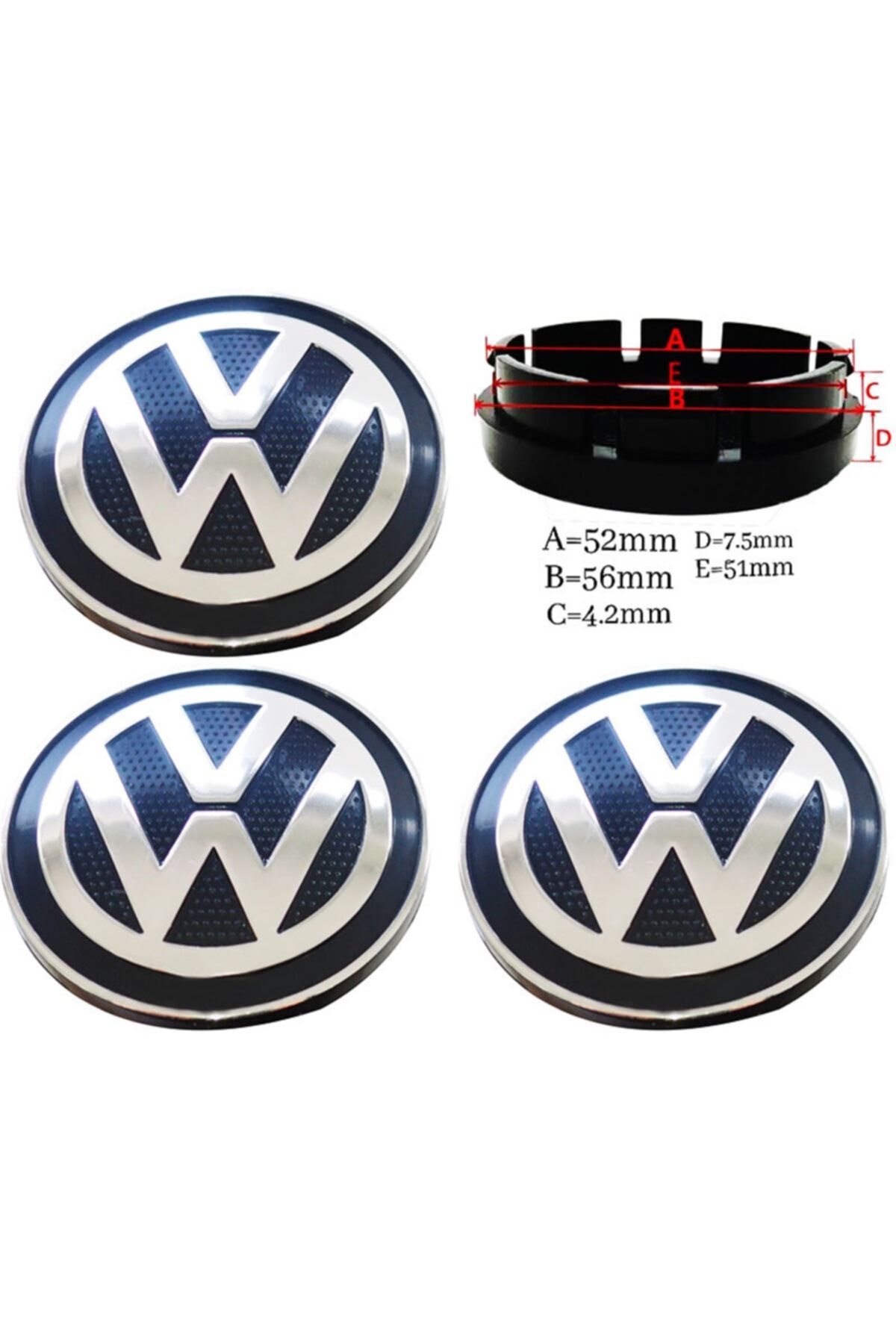 Volkswagen Jant Göbeği Arması Komple Q55 Tırtıllı Dört Adet 8936