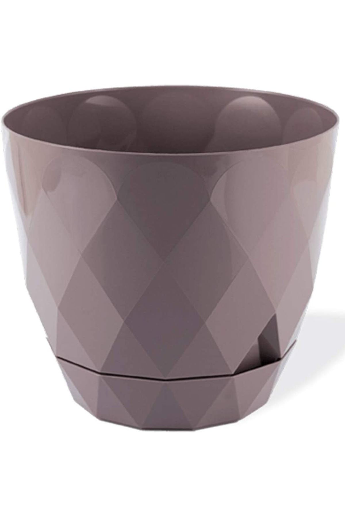 ToXA 4.8lt Ø22x19,3cm Baklava Desenli Tabaklı Dekoratif Plastik Saksı Yakamoz No4 Violet