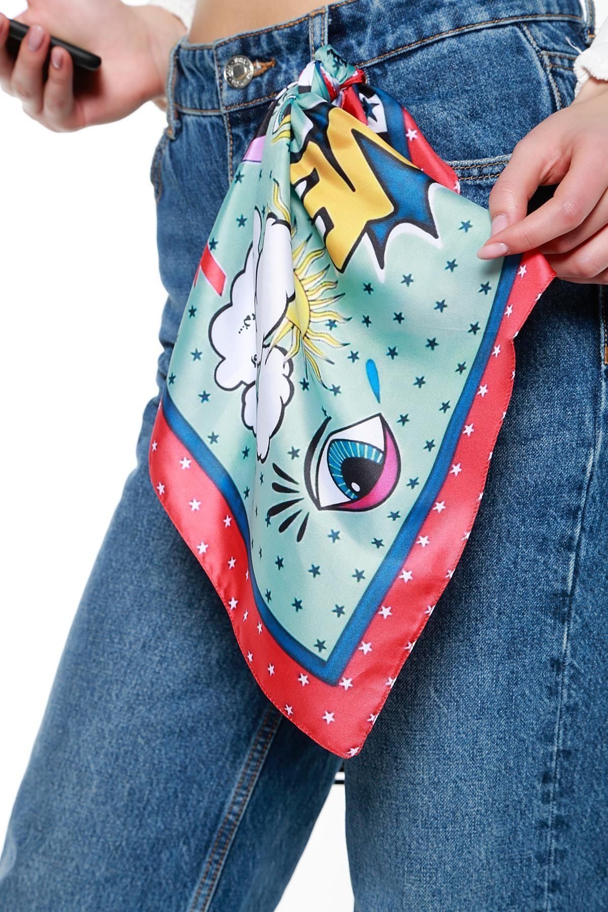 YLondon 13707 Göz Desenli Renkli Bandana Fular
