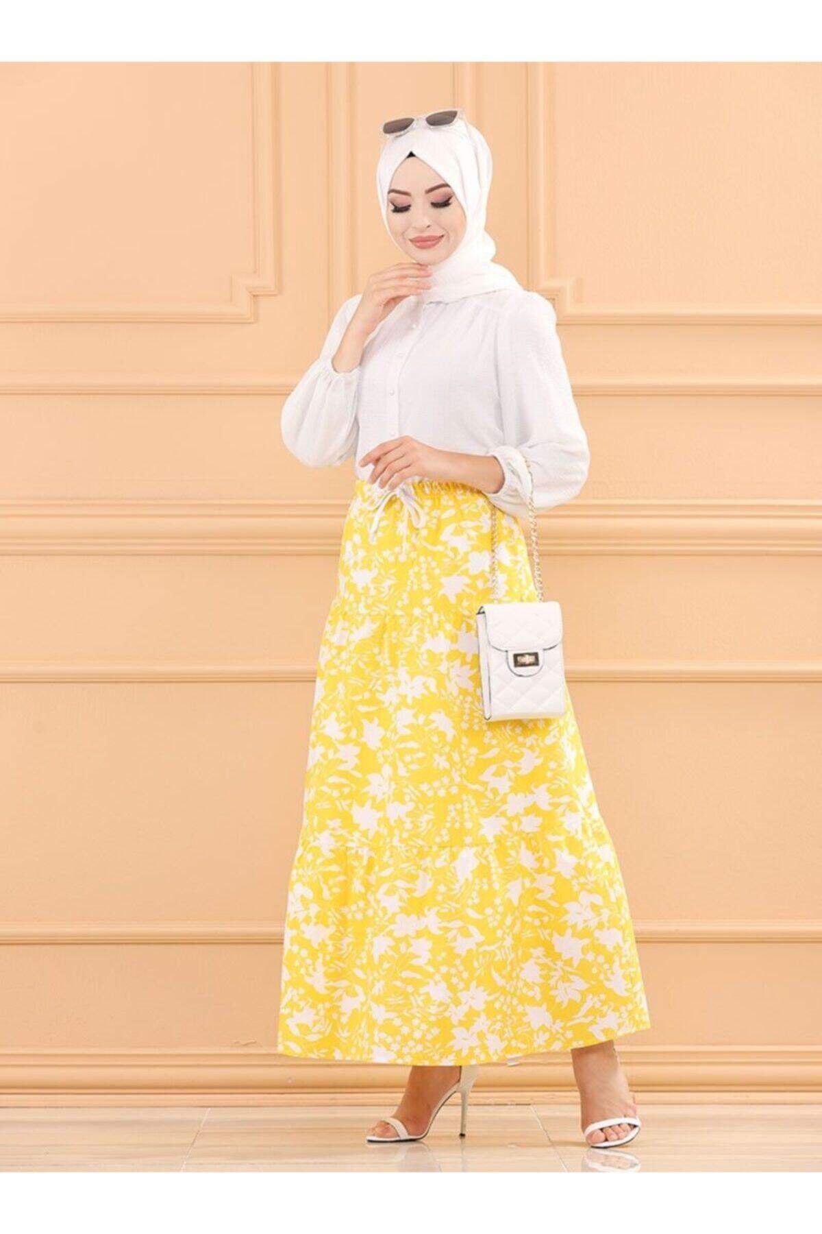 TOFİSA Desenli Etek Sarı