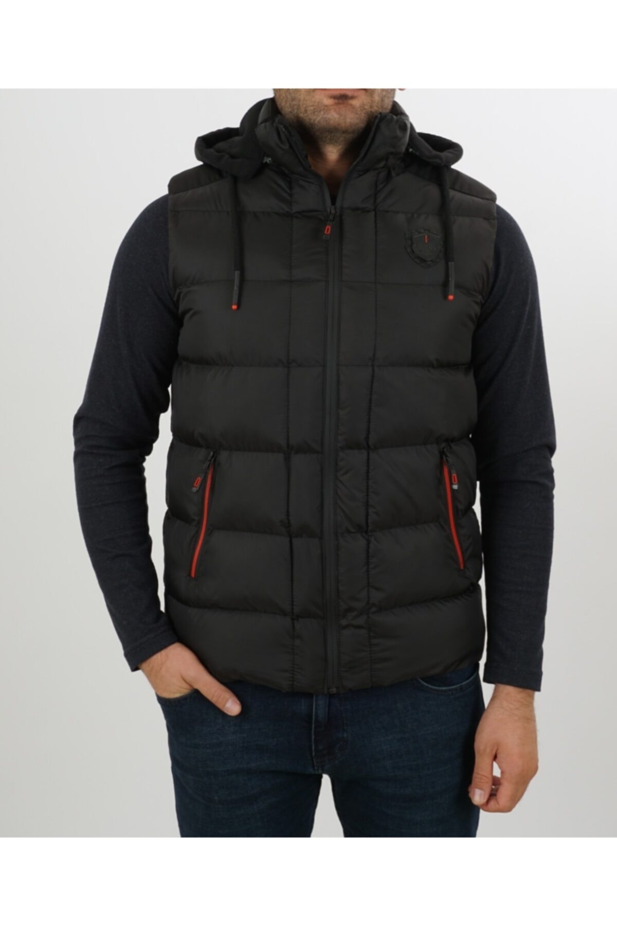 DYNAMO Erkek Siyah Çıkarılabilir Kapüşonlu Outdoor Şişme Yelek