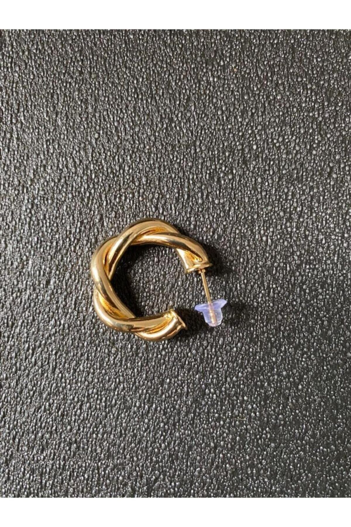 LİLY TAKI VE AKSESUAR ÜRÜNLERİ Burgu Halka Model Gold Renk Bayan Çelik Küpe