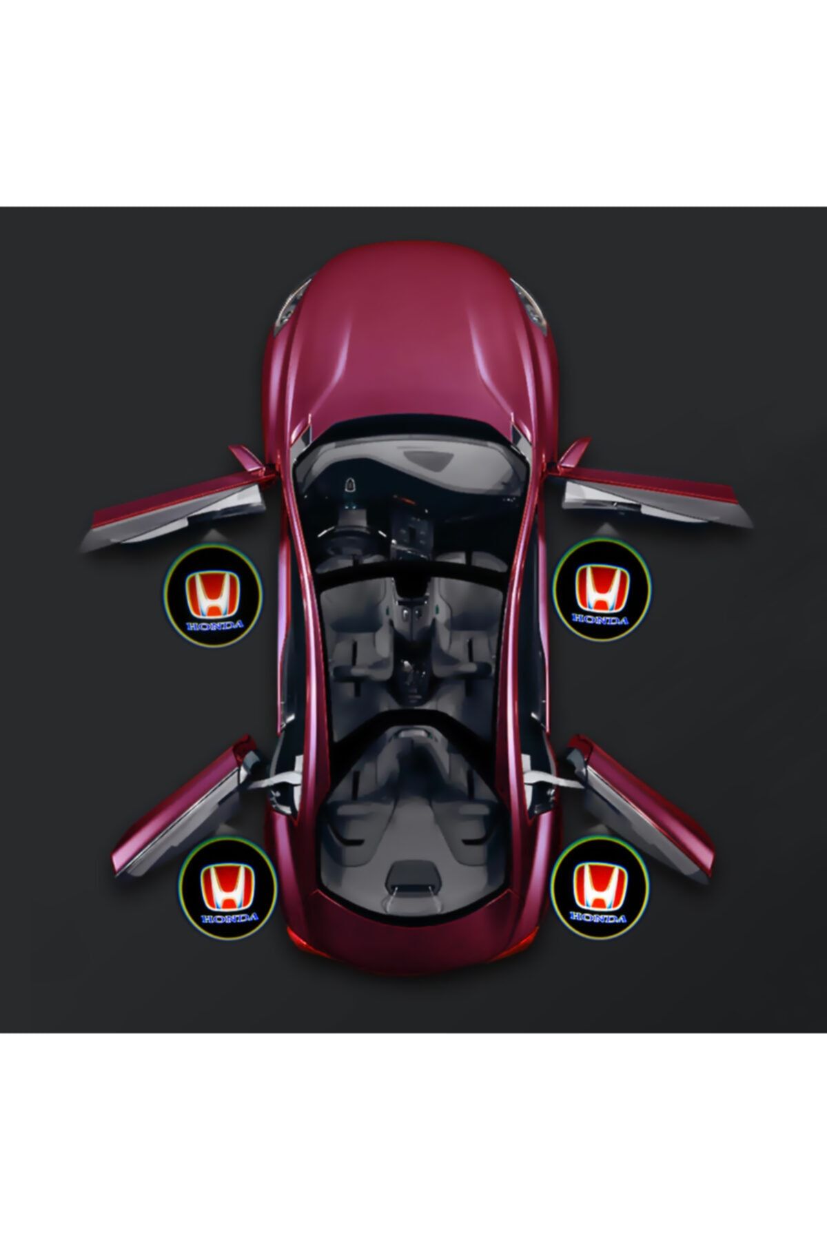 Waxen Honda Kapı Altı Pilli Led Logo Hd Lens Karanlık Ve Mesafe Sensörlü Led Işıklı Lamba