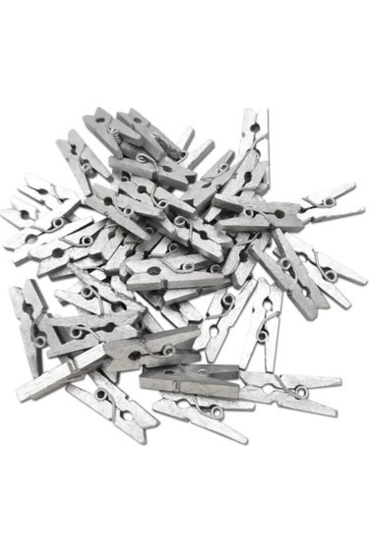 ÖZ&AKMAGAZA 100'lü Gümüş Ahşap Mandal 2.5cm (10'lu Paket-1000 Adet)