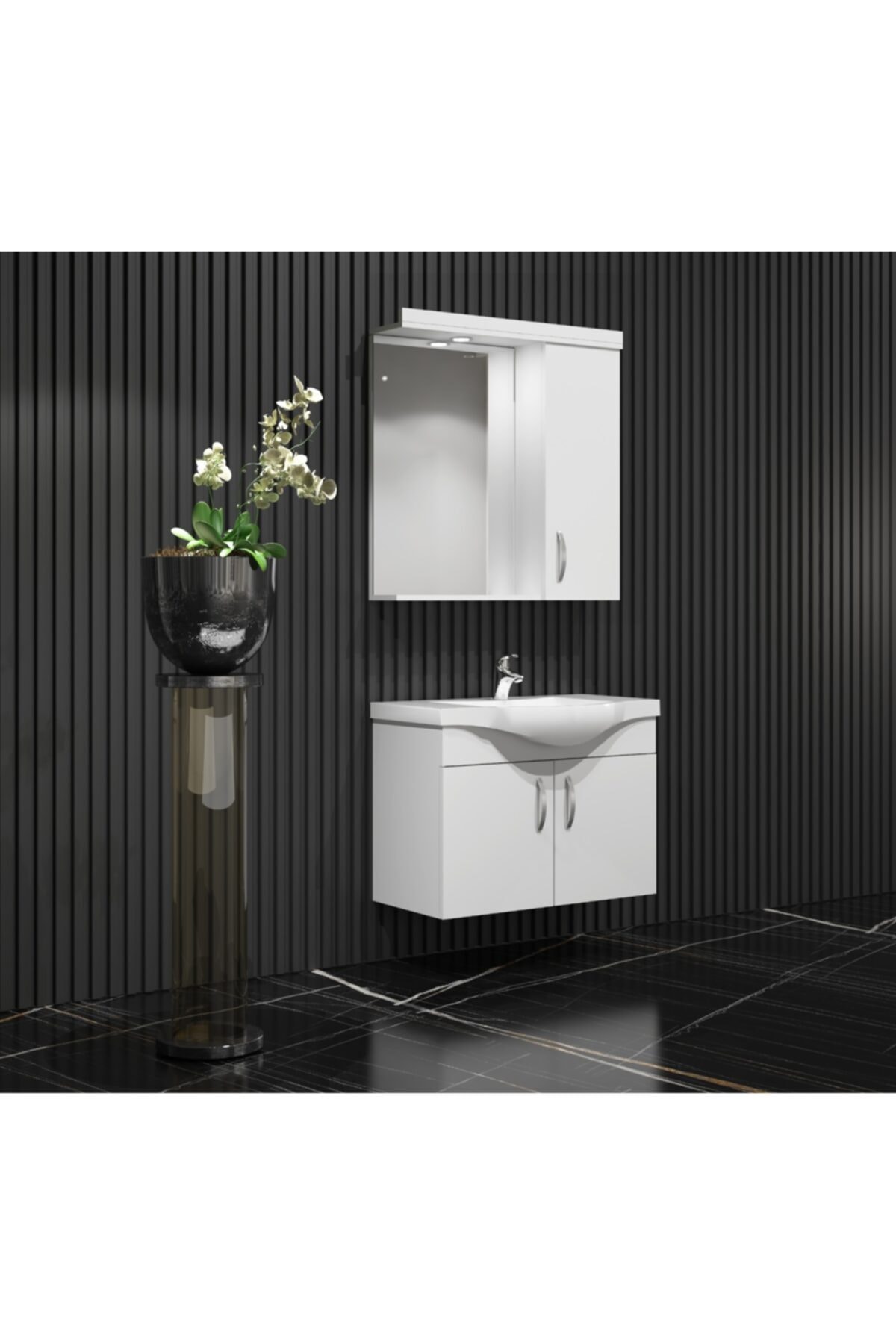 ÖZCEDEN Yıldız Banyo Dolabı 65 cm Beyaz Asma Kulplu