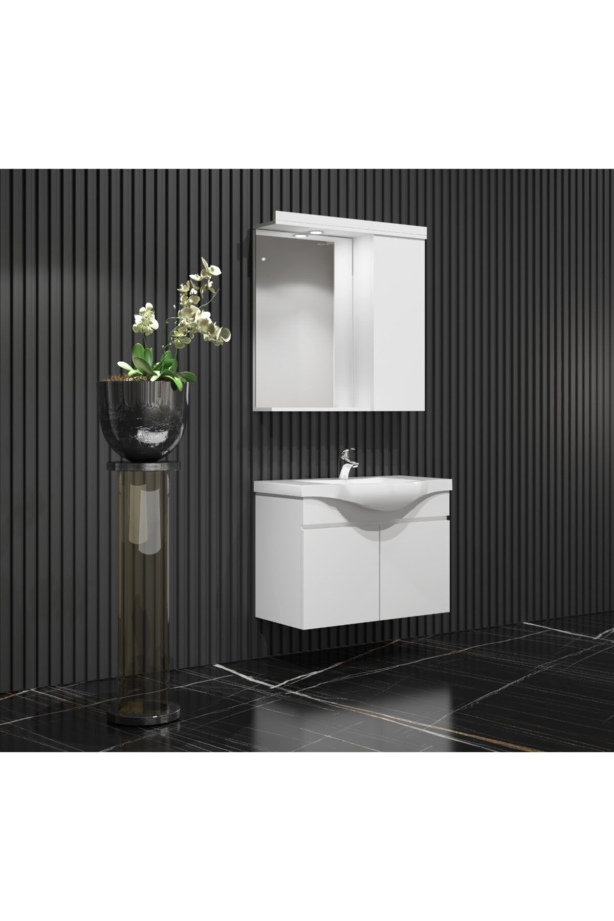 ÖZCEDEN Yıldız Banyo Dolabı Takımı 65 cm Beyaz Asma