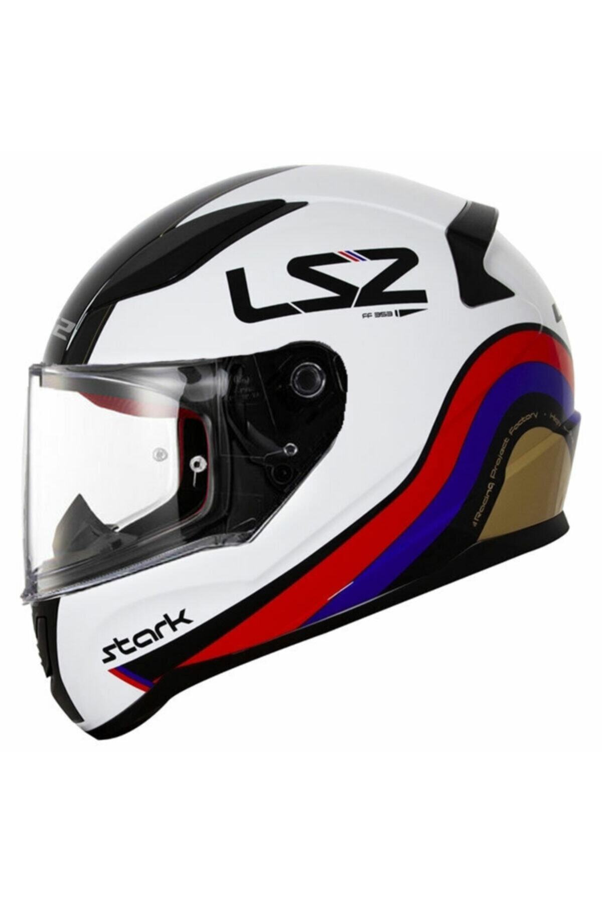 LS2 Rapıd Stark Beyaz-kırmızı-mavi Motosiklet Kaski