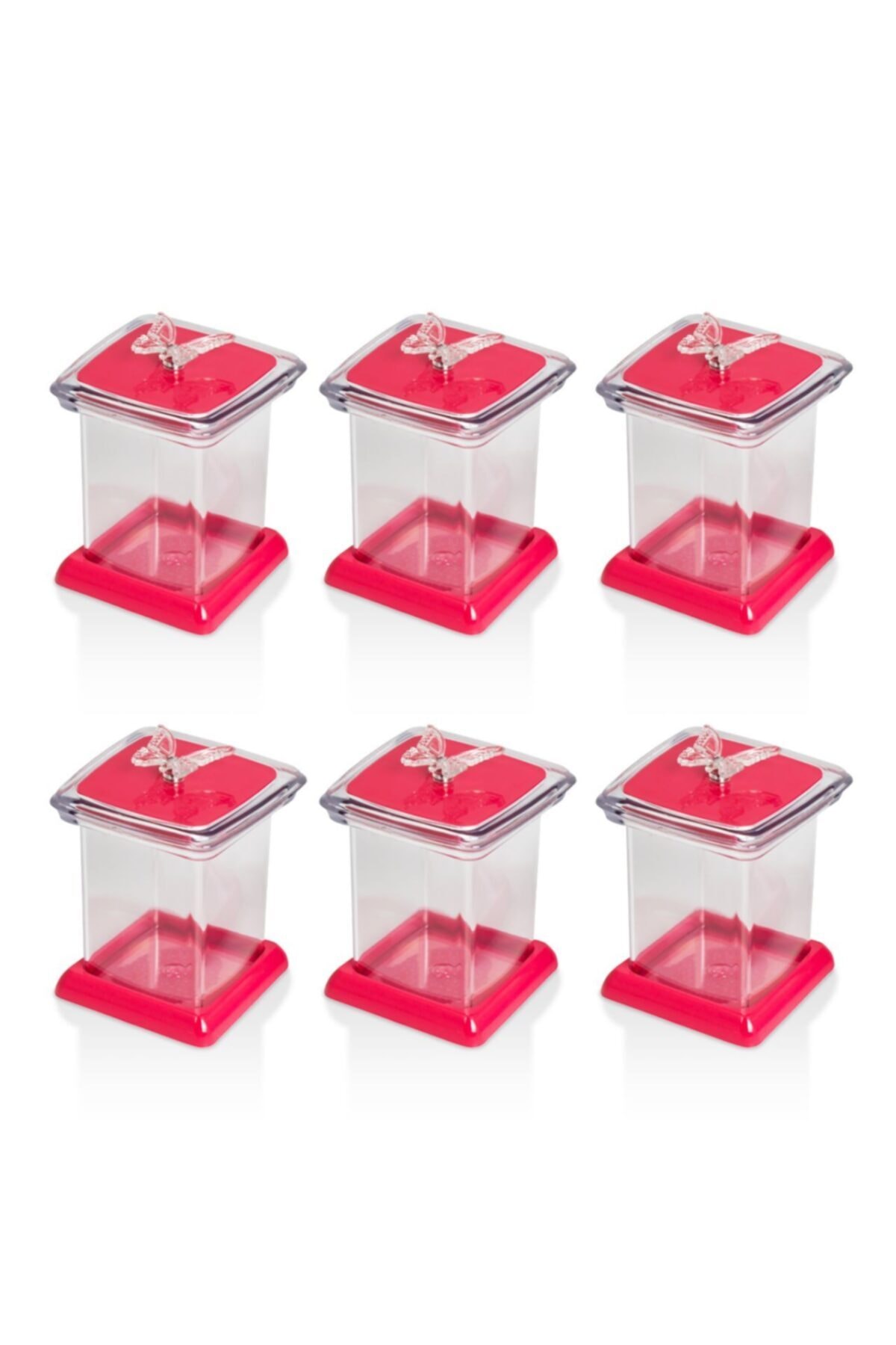 Prestijshop Akrilik Kelebekli 3 ' Lü Kavanoz + 3'lü Kavanoz