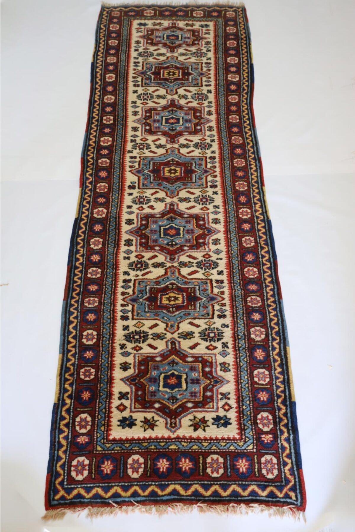 milas el dokuma halı ve kilim Döşeme Altı Yörük Mavi Yolluk El Dokuma Halı 90x260