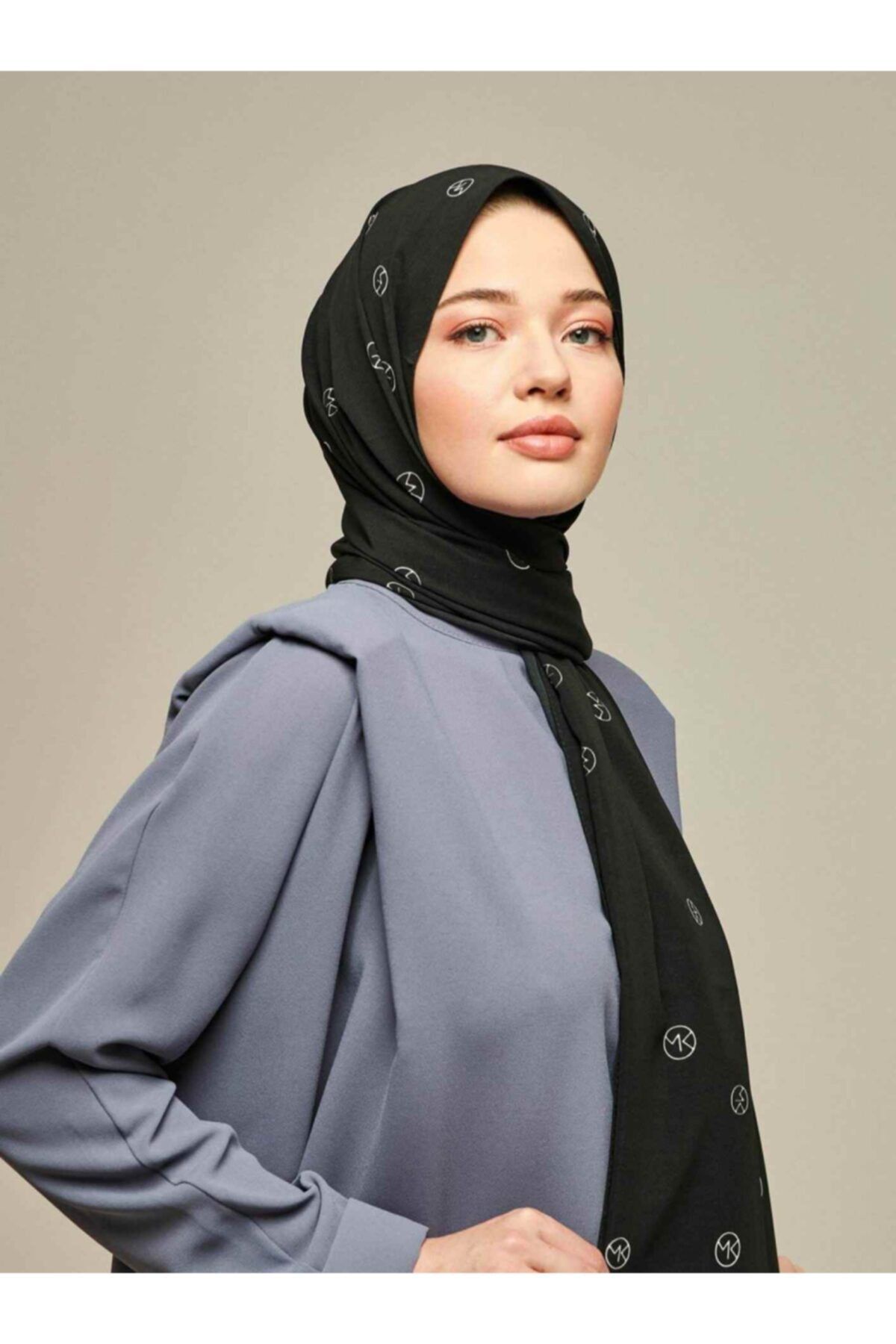Modakaşmir Black & White Mk Desenli Şal