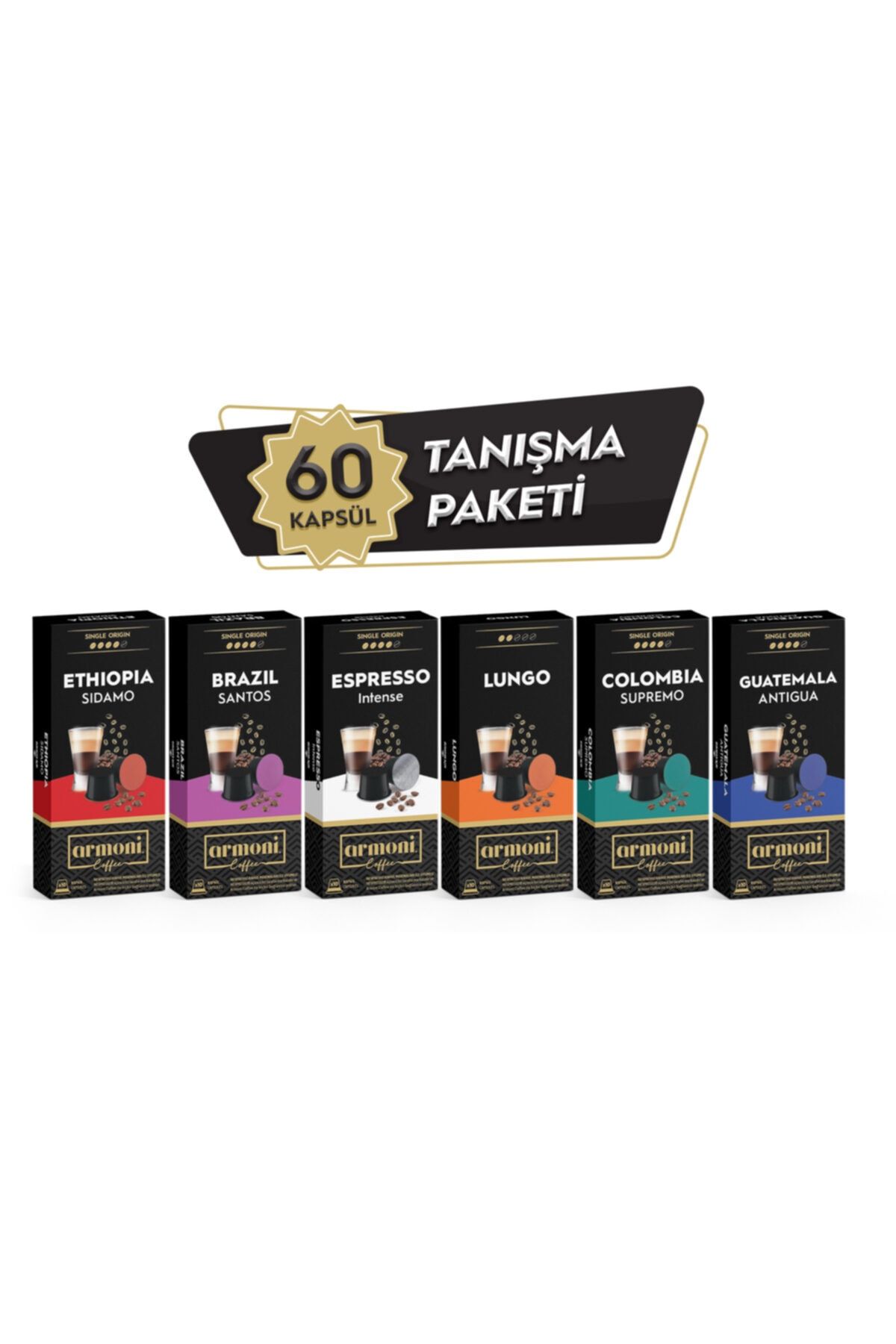 Armoni Coffee Nespresso Uyumlu Kapsül Kahve Karma Set 6 lı  60 Kapsül