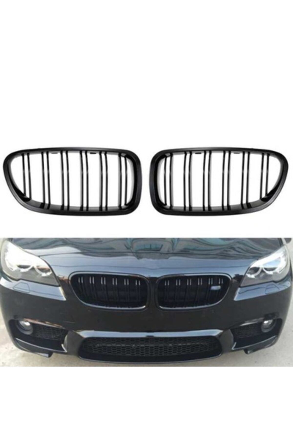 OEM Bmw F10 5 Serisi Ön Böbrek Panjur Piano Black Çift Tırnak