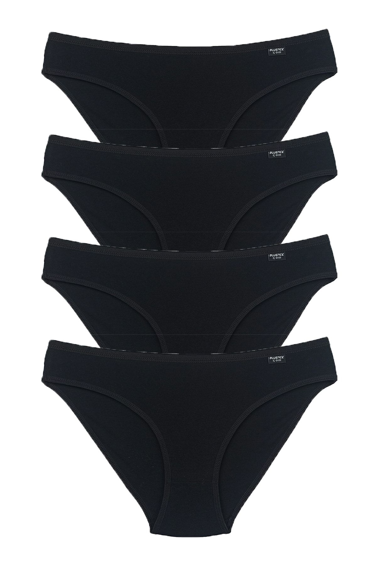 Bluence Kadın Siyah 4'lü Paket Likralı Slip Külot