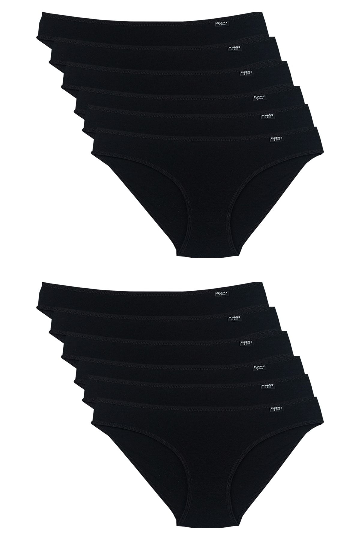Bluence Kadın Siyah 12'li Paket Likralı Slip Külot