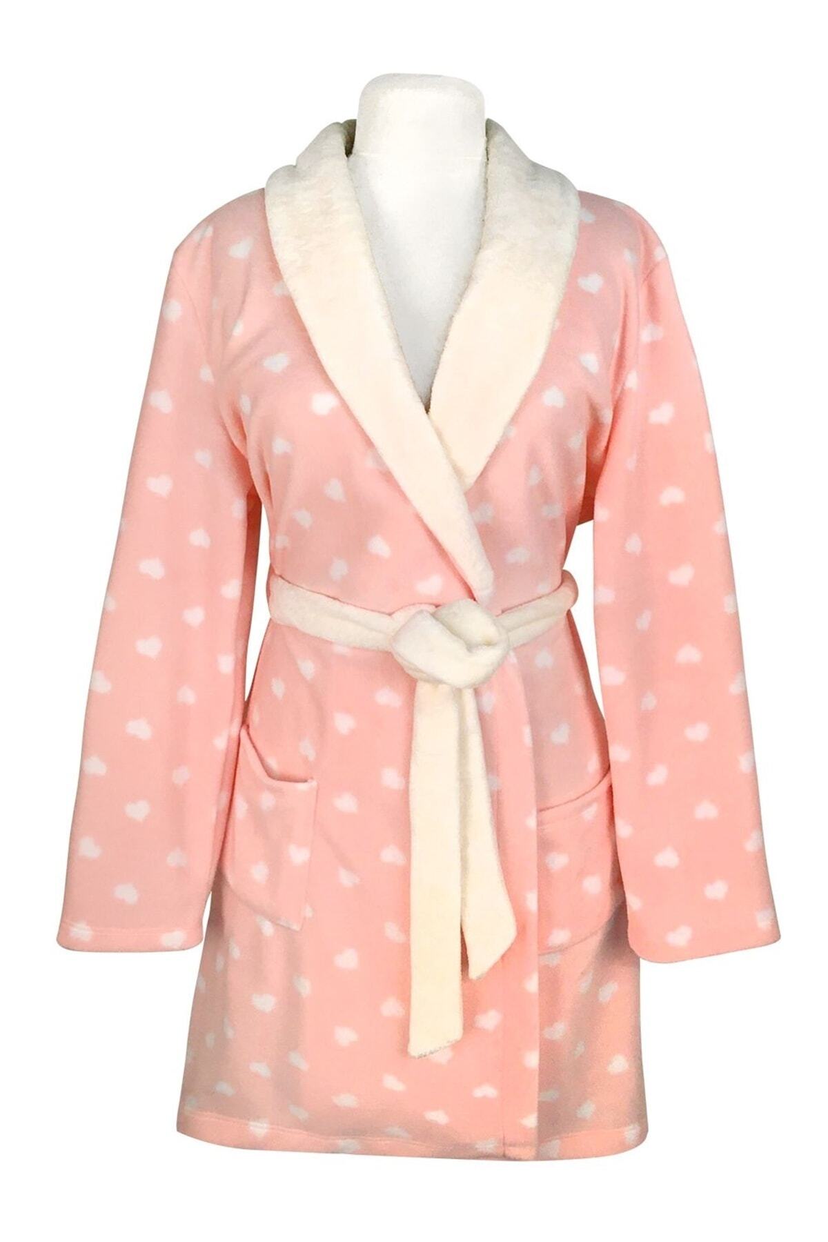 Magic Form 32370 Kadın Pembe Yakalı Polar Sabahlık