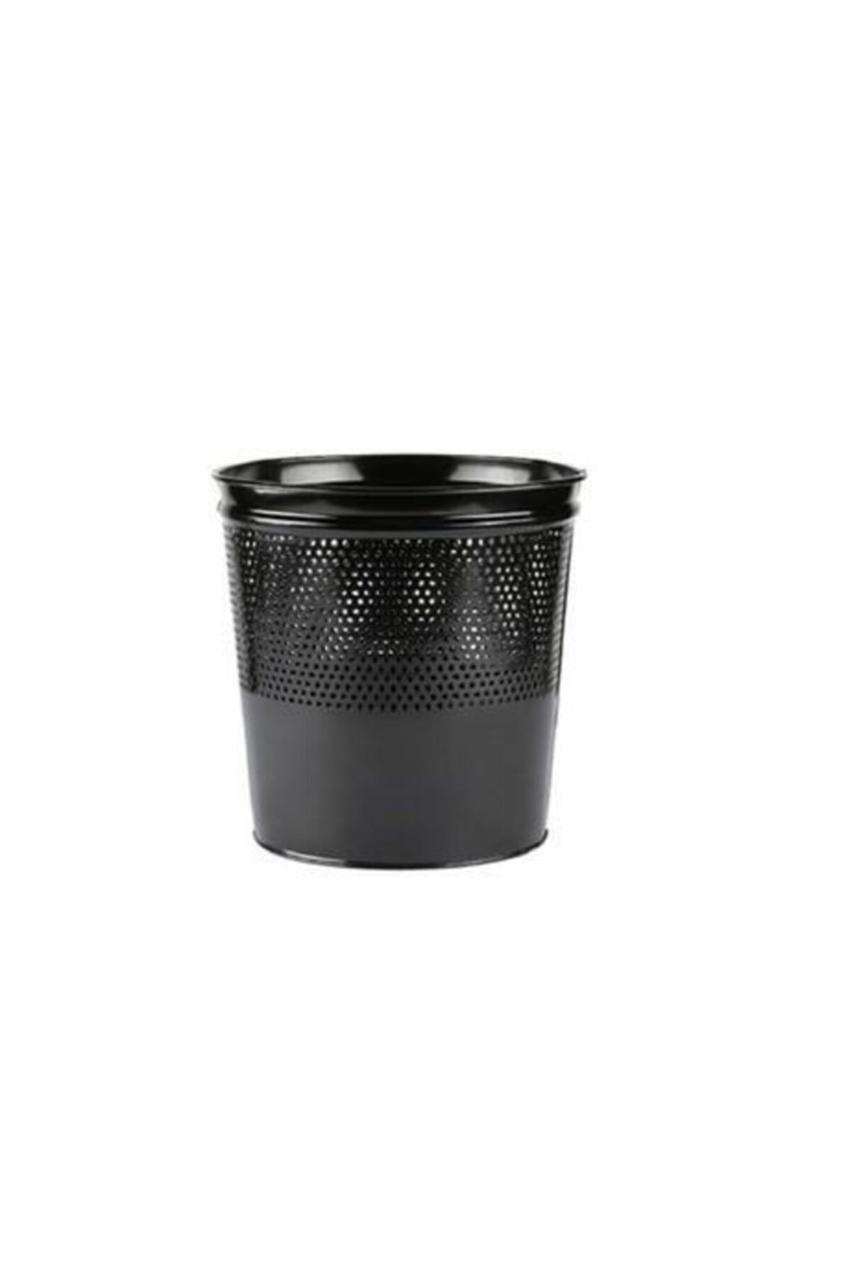 evvehediyelikesya Metal Konik Ofis Tipi Delikli Siyah Renk Çöp Kovası