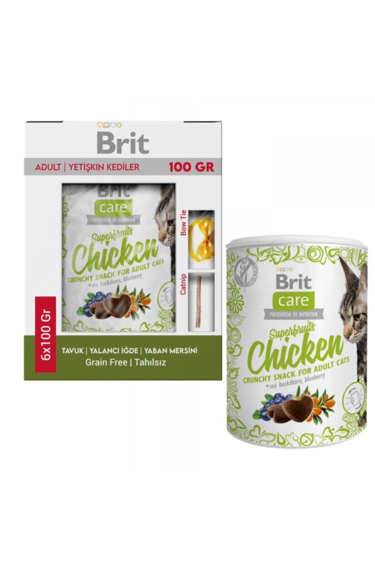 Brit Care Snack Tavuk Ve Yabanmersini Tahılsız Kısırlaştırılmış Kedi Ödül Maması 6x100 gr