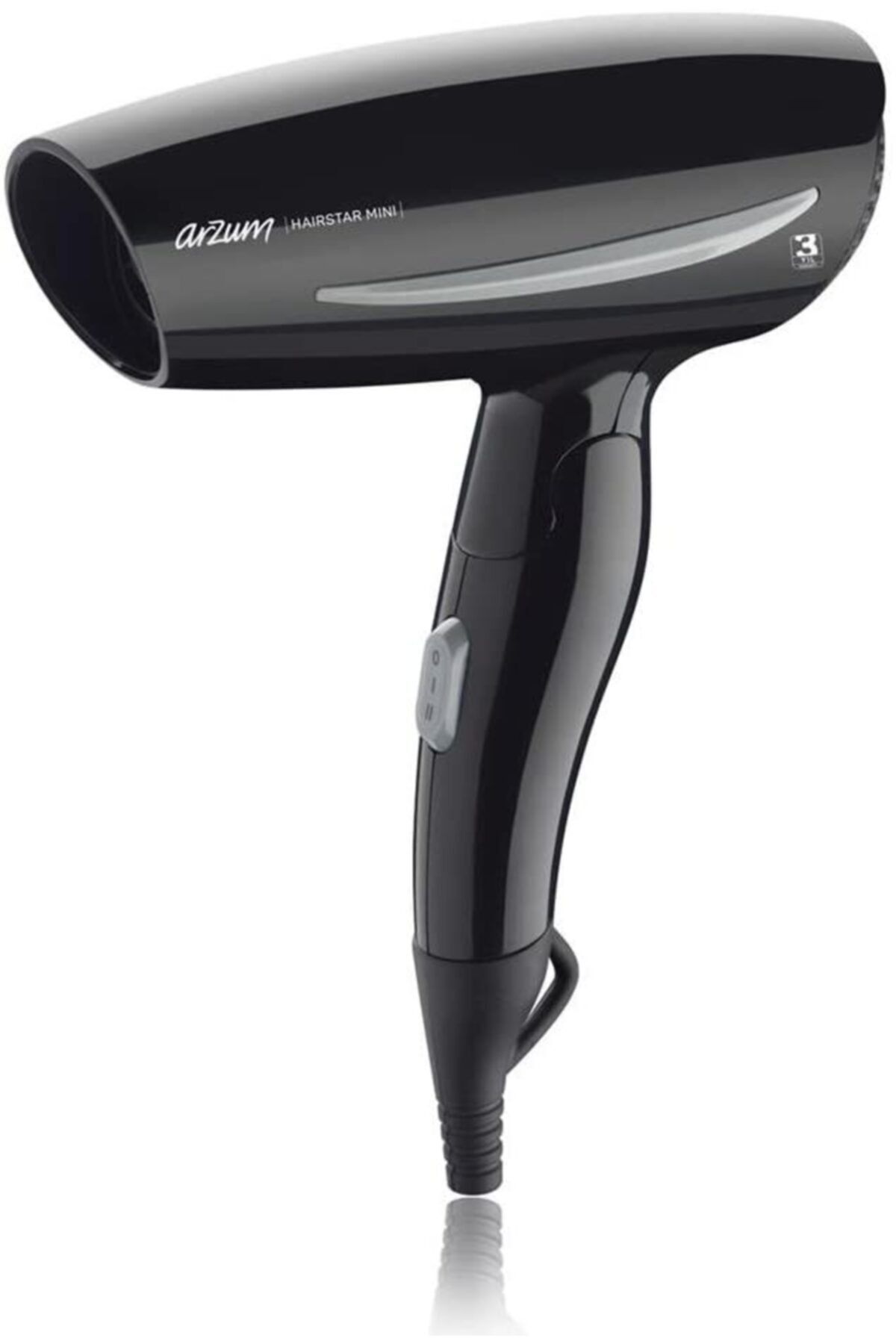 Arzum Ar578 Hairstar Mini Katlanabilir Saç Kurutma Makinesi, Siyah