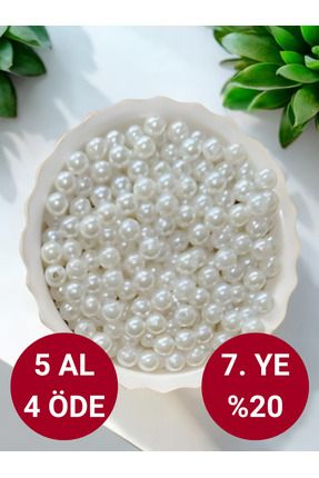 Krem Lüks Plastik Delikli Inci 8mm (100GR) Image 0