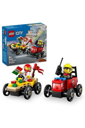 ® City Pizza Arabası İtfaiye Kamyonuna Karşı Yarış Arabası Paketi 60458- 5+ Oyuncak Seti (70P) Image 0