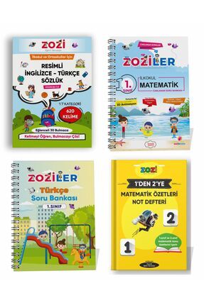1.Sınıf Mat Soru Bankası - Türkçe Soru Bankası - Resimli İngilizce Sözlük - 1den2ye Defter Image 0