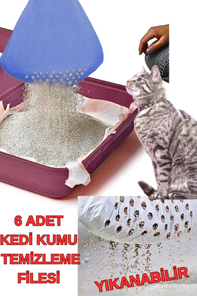 Kedi Kumu Temizleme Elekli Filtre 6'lı Kedi Tuvaleti Kumu Temizleme Filesi Yıkanabilir Image 0