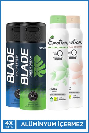 Erkek & Kadın Karışık Deodorant Set 4x150 Ml Hızlı Kurur,Leke Bırakmaz Image 0