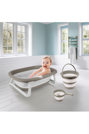 DOLU NUVE KATLANABİLİR ÜÇLÜ BEBEK BANYO SETİ- GRİ Image 0