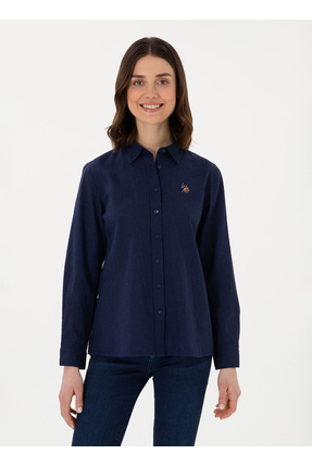 U.S. Polo Assn. Regular Fit Gömlek Yaka Lacivert Kadın Gömlek ELMY025Y Image 0
