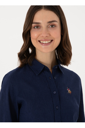 U.S. Polo Assn. Regular Fit Gömlek Yaka Lacivert Kadın Gömlek ELMY025Y Image 1