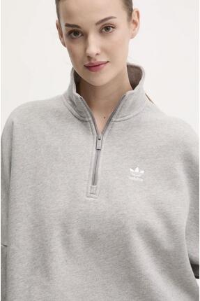 Essentials Kadın Bol Kesim Gri Sweatshirt Image 3