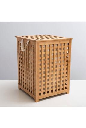 Bambu Kapaklı Kirli Çamaşır Sepeti Banyo Düzenleyici Modern Şık Tasarım Organizer Image 0