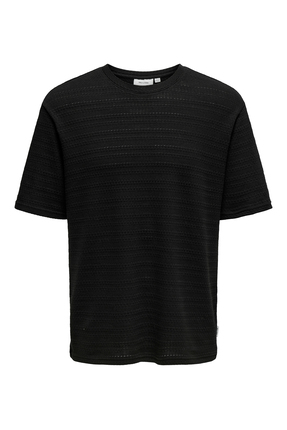 ONSGIVO REG 12 SS CREW KNIT NOOS Erkek Siyah T-Shirt - 22031761 Image 0