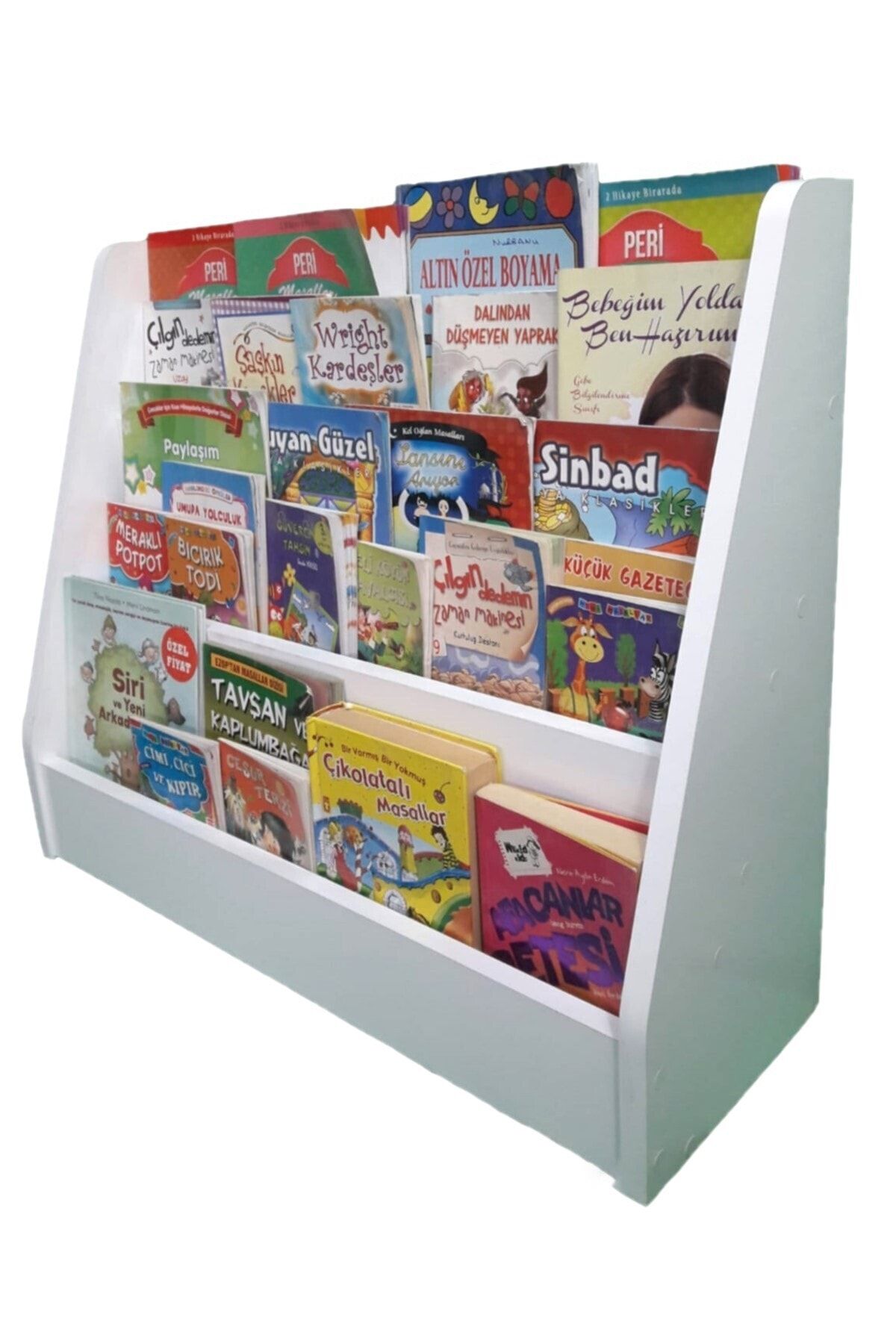 Mihenk Montessori Kitaplık Bebek Oyun Odası Kitaplık 3 Raflı M3