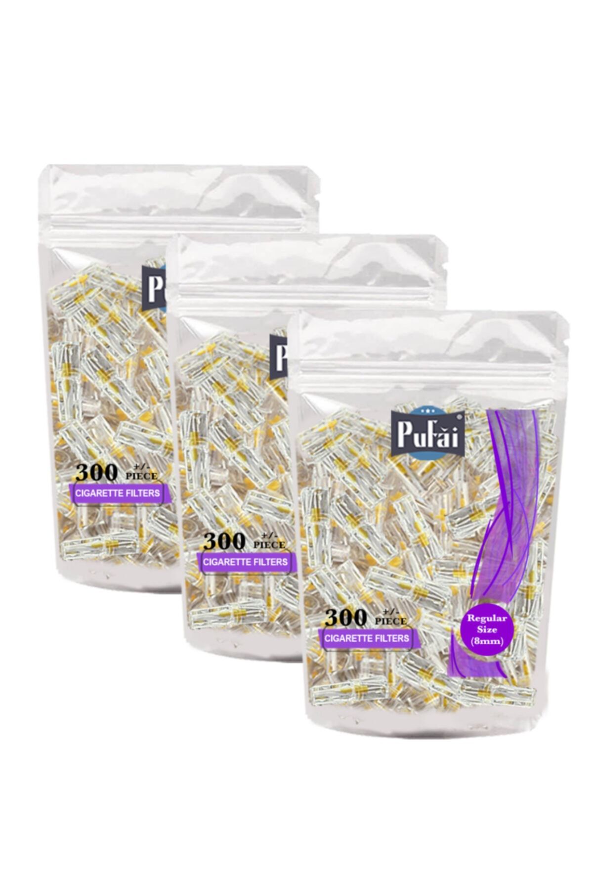 Pufai Sigara Filtresi Katran Süzen Tar Süzer Normal Boy 8mm 900 Adet 3 Paket