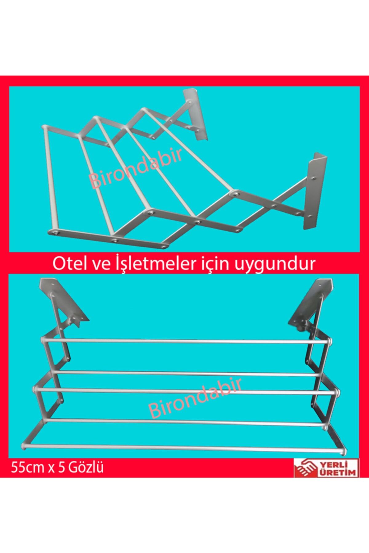 AkordiyonÇamaşırlık Birondabir Akordiyon Çamaşırlık Askısı Kurutmalık 55cm X 5 Gözlü Paslanmaz Alüminyum