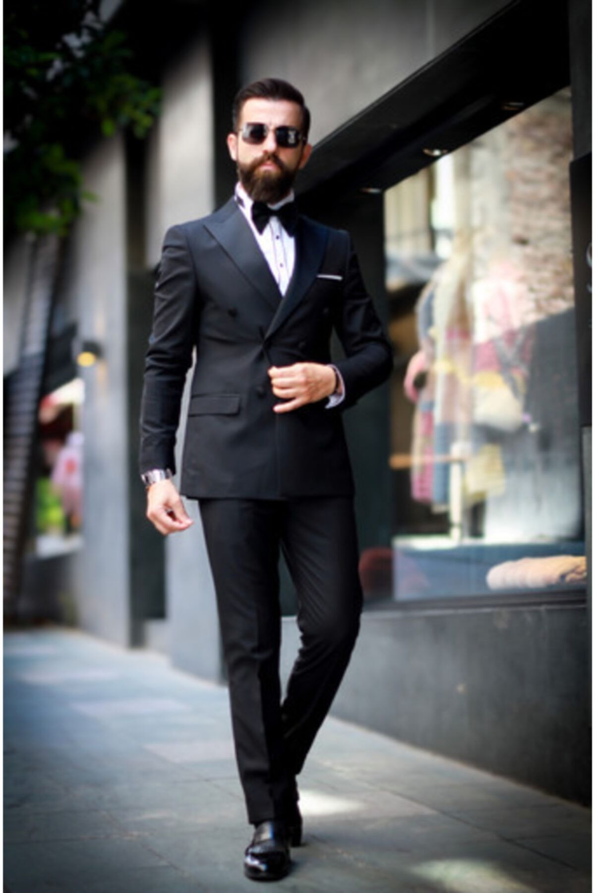 Fc Plus Erkek Siyah Slim Fit Kruvaze Smokin