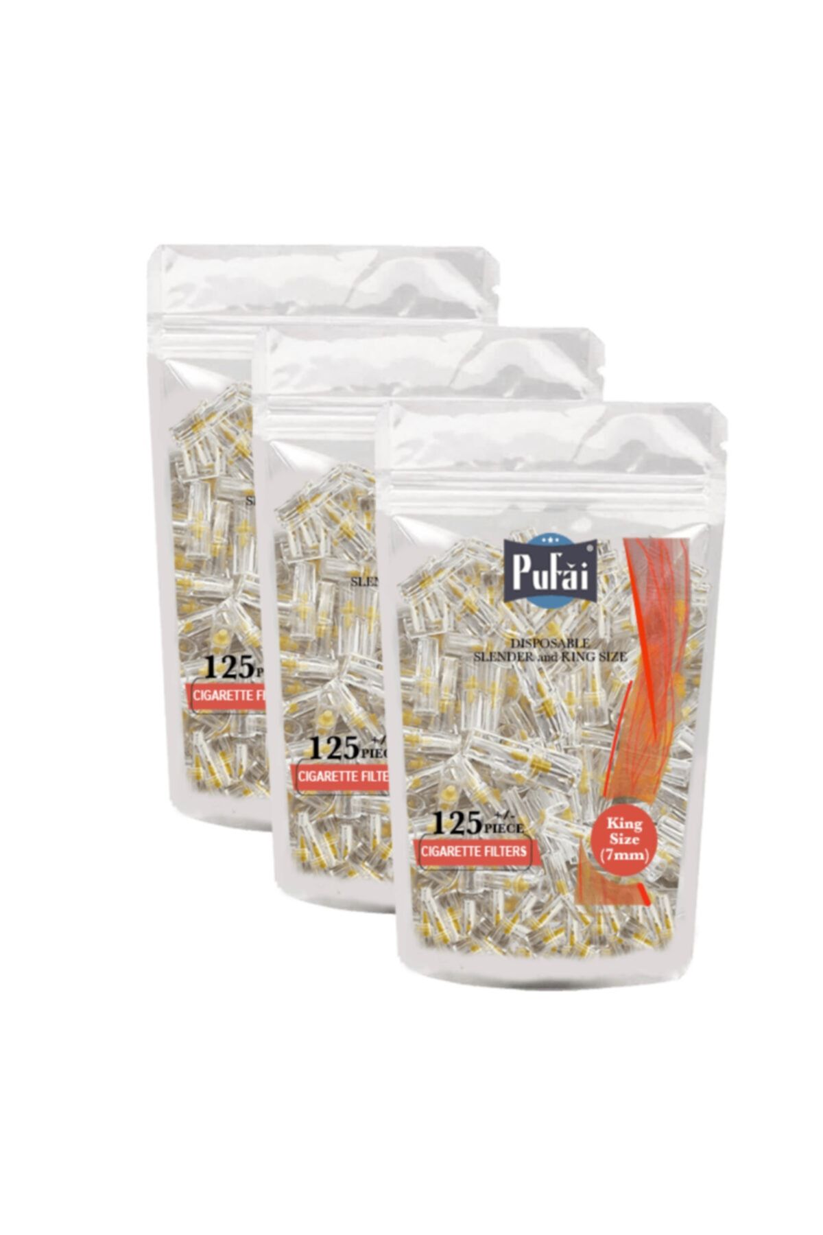 Pufai Slender Sigara Filtresi Tar Süzen 7 Mm Uyumlu Ağızlık 375 Adet 3 Yeniden Kullanılabilir Paket
