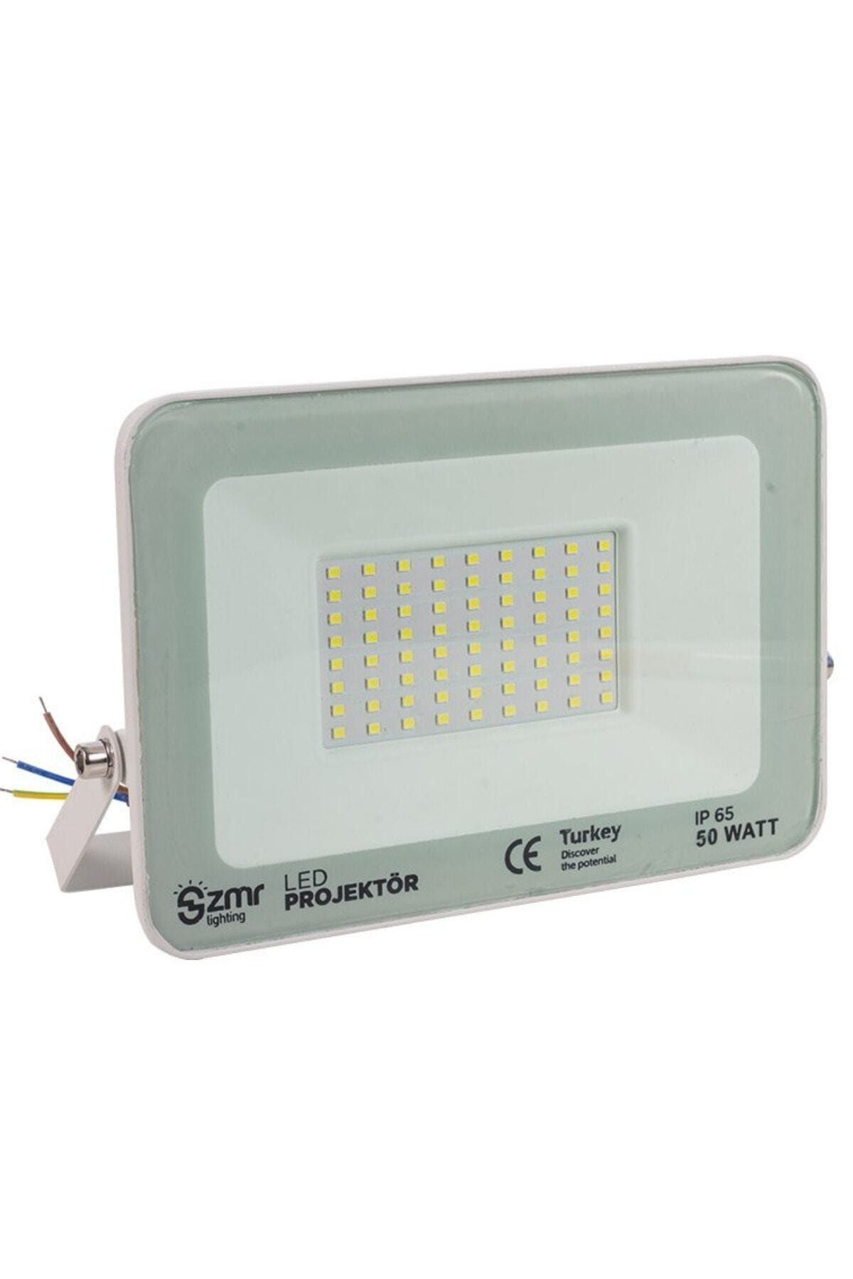 ZMR - 50w Smd Led Projektör Camlı Beyaz Işık Slim Kasa