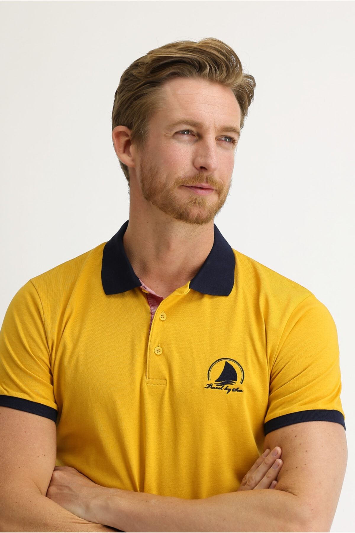 Kiğılı Polo Yaka Slim Fit Desenli Tişört