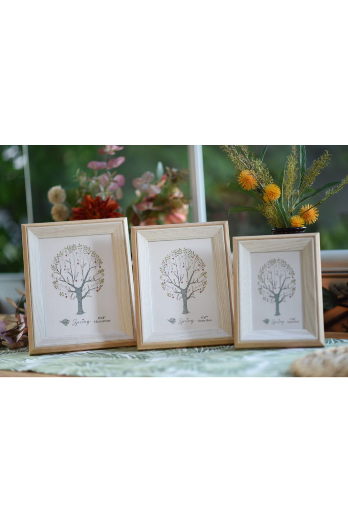 studyosercan2 Fotoğraf Çerçevesi 3 Lü Set Ahşap Set 15x21-13x18-10x15 Ebatlarında Krem Beyaz