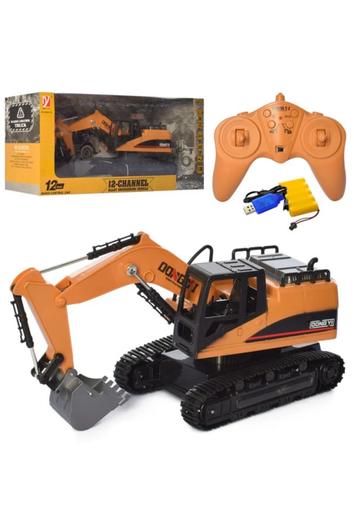 İnternet Oyuncak R/c 1/16 Ölçek Uzaktan Kumandalı Şarjlı Metal Kepçeli Paletli Ekskavatör