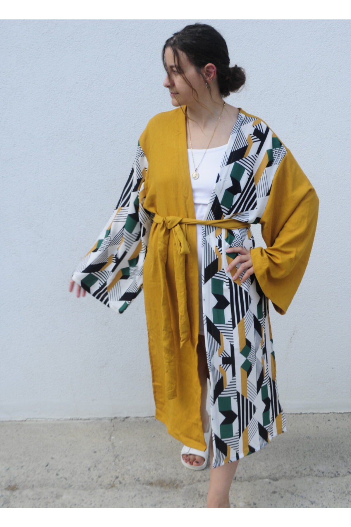 zakun design Kadın, Desenli Uzun Kimono