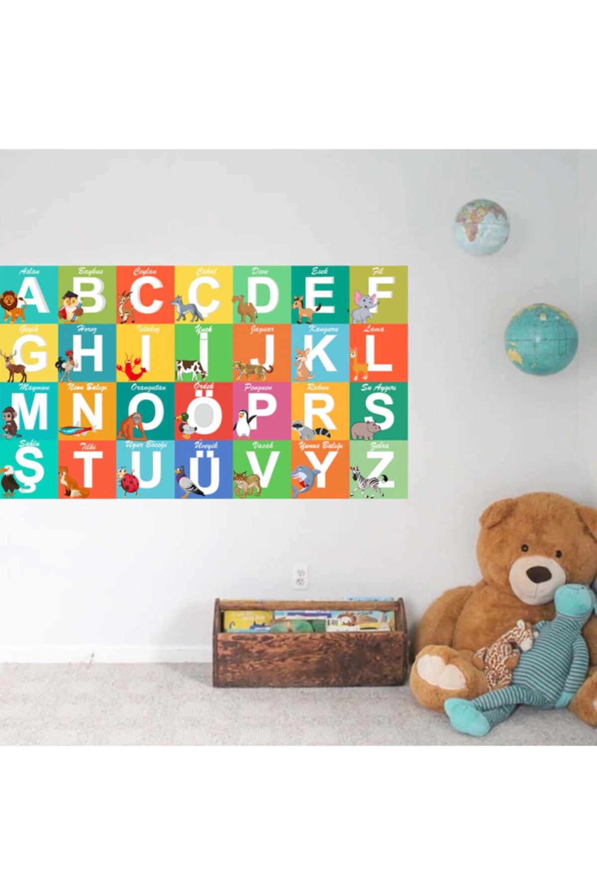 Kt Grup Sevimli Hayvanlar Ile Alfabe Eğtici Çocuk Odası Duvar Sticker