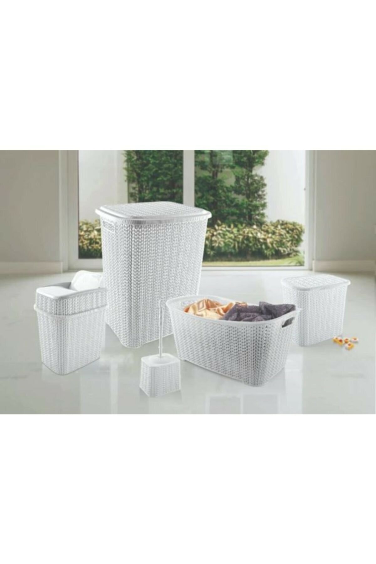 ELİFE HOME Rattan 5 Parça Banyo Setii