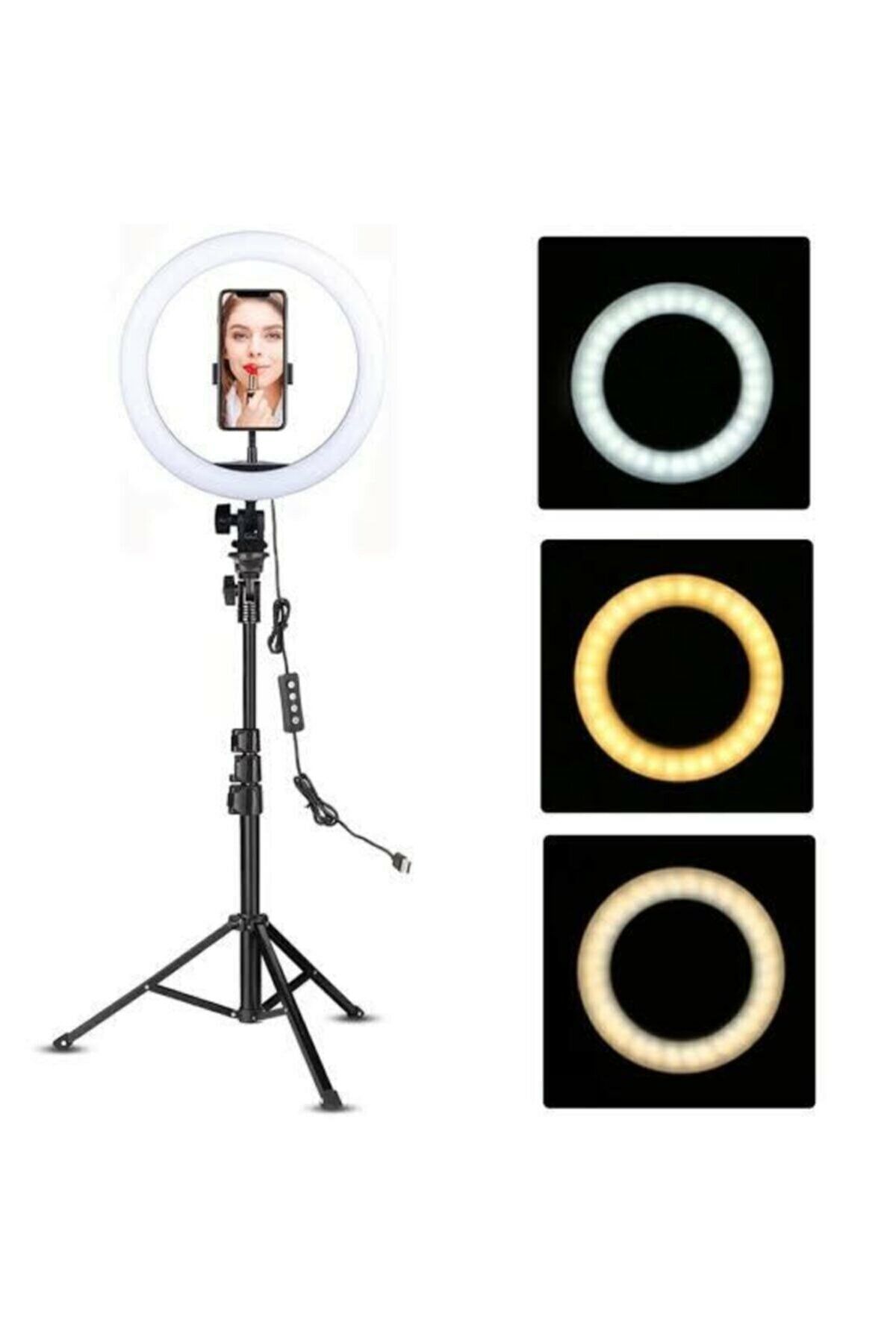 Sarftech Ring Fill Light Led Işıklı Tripod 10 Inç Halka Youtuber Tiktok Makyaj Işığı Ayaklı Tripot